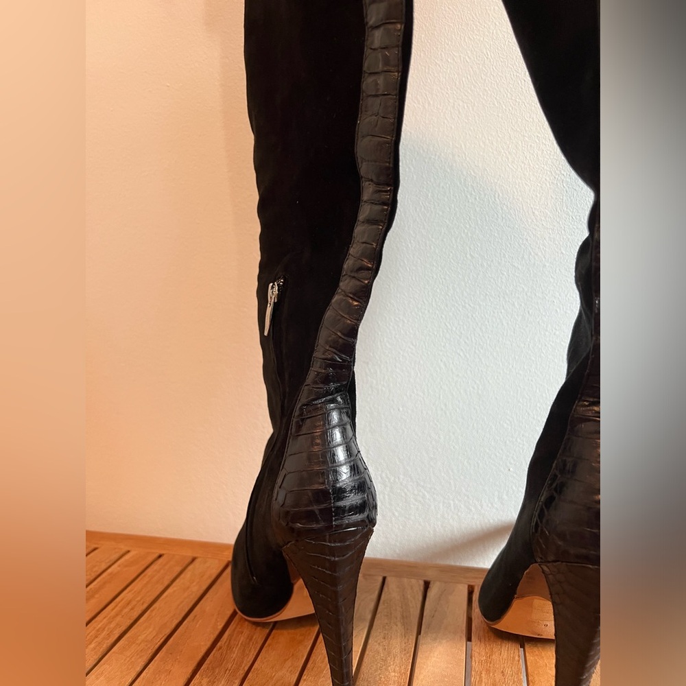 Sigerson Morrison Vero Cuoio Suede boots Crocodile leather